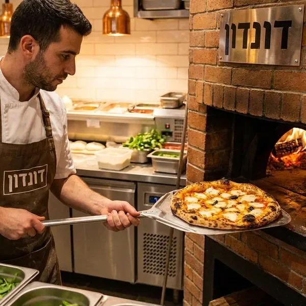 פיצה מוכנה יוצאת מהתנור